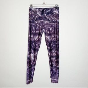 Terez Sequin Print Purple White Leggings Yoga